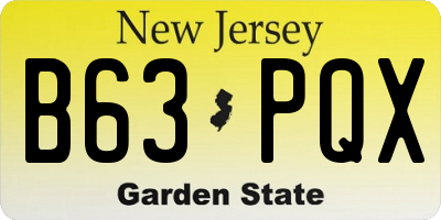 NJ license plate B63PQX