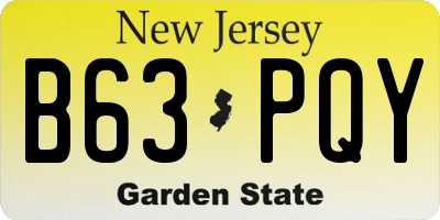 NJ license plate B63PQY