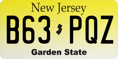 NJ license plate B63PQZ
