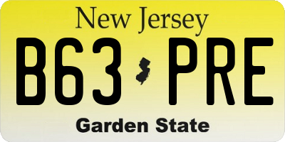 NJ license plate B63PRE