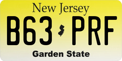 NJ license plate B63PRF