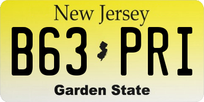 NJ license plate B63PRI