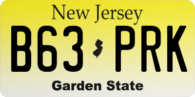 NJ license plate B63PRK