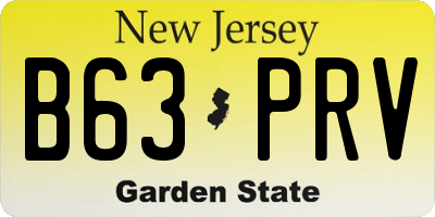NJ license plate B63PRV