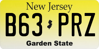 NJ license plate B63PRZ