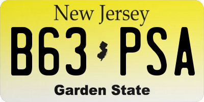 NJ license plate B63PSA