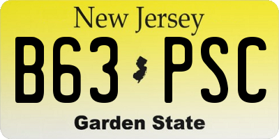 NJ license plate B63PSC