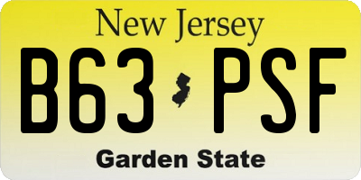 NJ license plate B63PSF