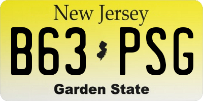 NJ license plate B63PSG