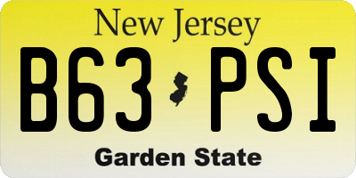 NJ license plate B63PSI