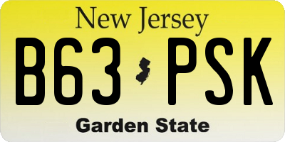 NJ license plate B63PSK