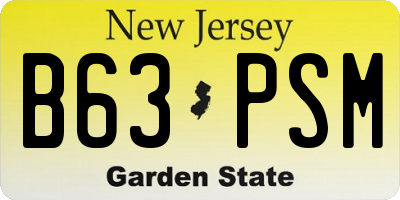 NJ license plate B63PSM