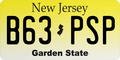 NJ license plate B63PSP