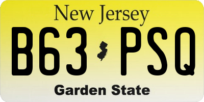 NJ license plate B63PSQ