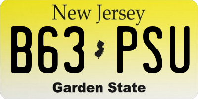 NJ license plate B63PSU