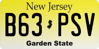 NJ license plate B63PSV