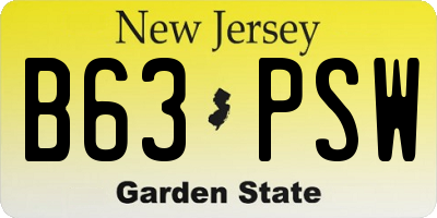 NJ license plate B63PSW