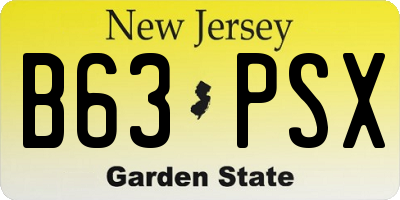 NJ license plate B63PSX