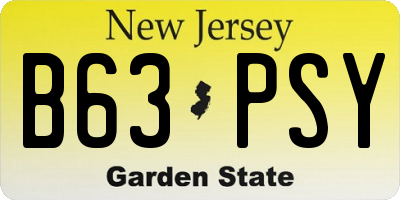 NJ license plate B63PSY