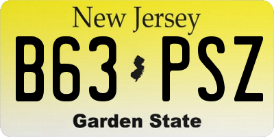 NJ license plate B63PSZ