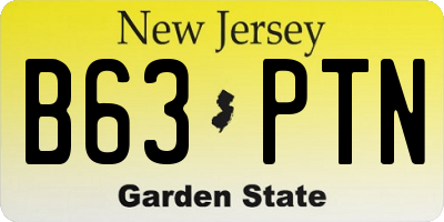 NJ license plate B63PTN