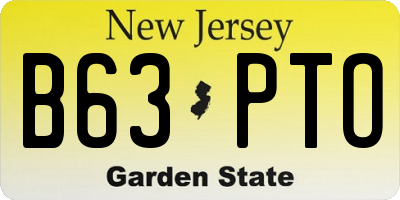 NJ license plate B63PTO