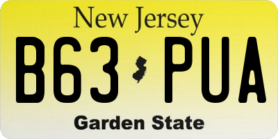 NJ license plate B63PUA