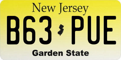 NJ license plate B63PUE