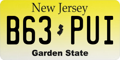 NJ license plate B63PUI