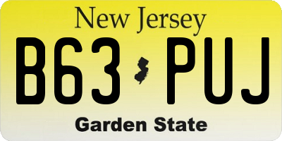 NJ license plate B63PUJ