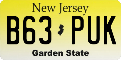 NJ license plate B63PUK