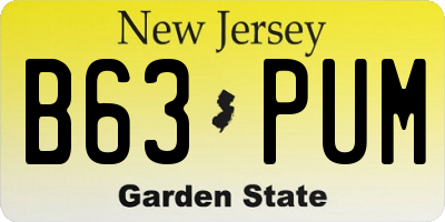 NJ license plate B63PUM