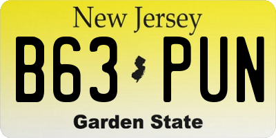 NJ license plate B63PUN