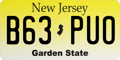 NJ license plate B63PUO