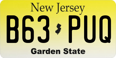 NJ license plate B63PUQ