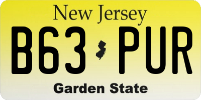 NJ license plate B63PUR