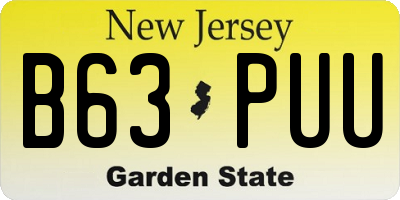 NJ license plate B63PUU
