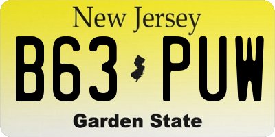 NJ license plate B63PUW