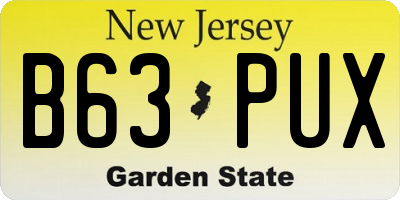 NJ license plate B63PUX