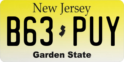 NJ license plate B63PUY