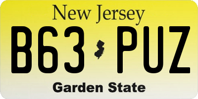 NJ license plate B63PUZ