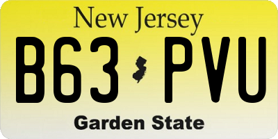 NJ license plate B63PVU