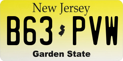 NJ license plate B63PVW