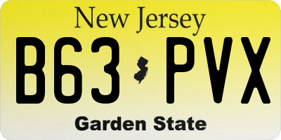 NJ license plate B63PVX