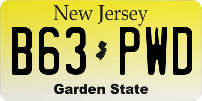 NJ license plate B63PWD