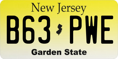 NJ license plate B63PWE