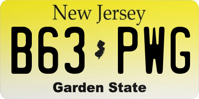 NJ license plate B63PWG