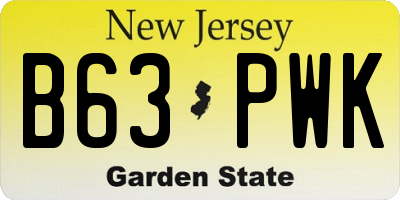 NJ license plate B63PWK