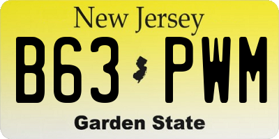 NJ license plate B63PWM