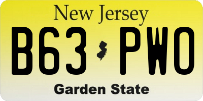 NJ license plate B63PWO